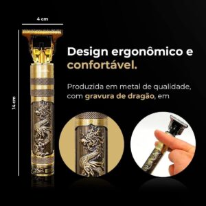Máquina Profissional Dragão Acabamento Sem Fio Cabelo Barba Pezinho Personalizada Com Limitador de Lamina Ajustável Recarregável 4 Pentes Óleo Escovinha Kit Conjunto Aparador Acabamento - Imagem 5