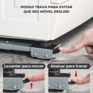 Suporte Com Rodinhas Base Para Mover Arrastar Móveis 300kg Maquina de Lavar Geladeira Fogão Freezer - Madz - Imagem 4
