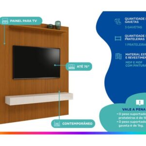 Painel para TV até 75” EDN Móveis Turi - Imagem 4