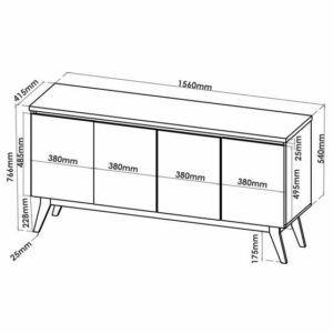 Buffet Aparador 4 Portas MDP/MDF Mel Off White 156cm Eifel - Viero - Imagem 4