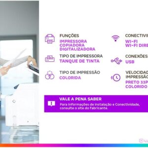 Impressora Multifuncional Epson Ecotank L3250 Tanque de Tinta Colorida USB Wi-Fi - Imagem 2