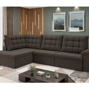 Sofá de Canto 6 Lugares Retrátil Reclinável Suede Veludo Dallas Flexforma Estofados - Imagem 3