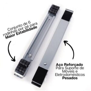Suporte Com Rodinhas Base Para Mover Arrastar Móveis 300kg Maquina de Lavar Geladeira Fogão Freezer - Madz - Imagem 2