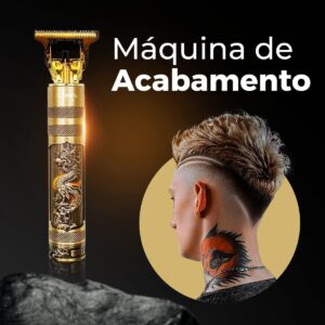 Máquina Profissional Dragão Acabamento Sem Fio Cabelo Barba Pezinho Personalizada Com Limitador de Lamina Ajustável Recarregável 4 Pentes Óleo Escovinha Kit Conjunto Aparador Acabamento - Imagem 6