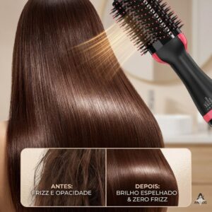 Escova Secadora Modeladora Jimmystore 1000W Íons Anti-Frizz Alisadora 3 em 1 110V Preta - Imagem 3