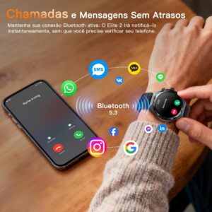 Relógio Smartwatch Kieslect AI 1,46" AOD GPS Relógio Bluetooth Chamadas sem atrasos Smart Watch para homens Mostrador de vídeo Bateria com duração de 14 dias Resistente à água 5ATM - Imagem 4