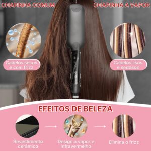 Vidavalu Chapinha profissional a vapor infravermelho, Chapinha ceramica, Aquecimento rápido em 20 segundos, 13 configurações de temperatura, Desligamento automático após 1 hora, Ahapinha bivolt - Imagem 2