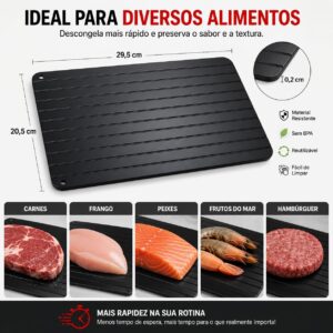 Tábua Descongeladora Rápida para Carnes e Alimentos | Descongela Naturalmente Sem Energia | Placa de Alumínio com Alta Condução Térmica | Prática, Segura e Reutilizável - Imagem 2