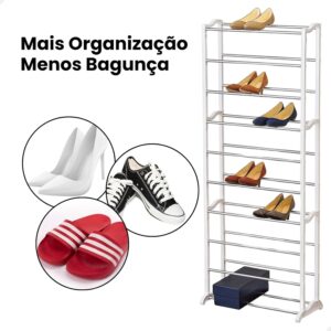 Sapateira e Organizador Multiuso Estante Organizadora Tênis Sapato Prateleira 10 Andares - Imagem 4