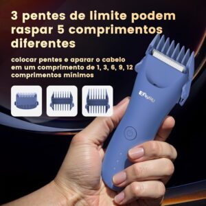 ENSSU Aparador de Pelos para homens, aparador elétrico para a virilha com lâmina cerâmica segura para a pele, à prova d'água para peito, barba e pelos pubianos, com base de recarga (Azul) - Imagem 5