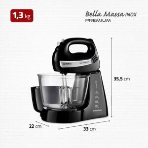 Batedeira Mondial Bella Massa, 500W, 220V | Preto/Inox, B-23 NP - Imagem 3