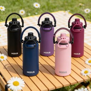 Garrafa Térmica 950ml de Inox, Parede Dupla, Isolamento a Vácuo, Bico Antivazamento, Com Alça de Paracord, Mantém Quente e Gelado (Rosa) - Imagem 8
