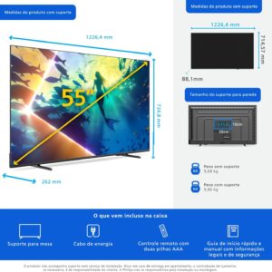 Smart TV Ambilight PHILIPS 55" 4K, 55PUG8100/78 | Comando de Voz, HDR10+/Dolby Atmos, VRR/ALLM, Bluetooth - Imagem 10