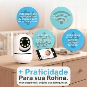 Câmera de Segurança WiFi 1080p, Visão Noturna, Rotação 355°/90°, Áudio Bidirecional, Monitoramento Remoto, Detecção de Movimento - Imagem 5