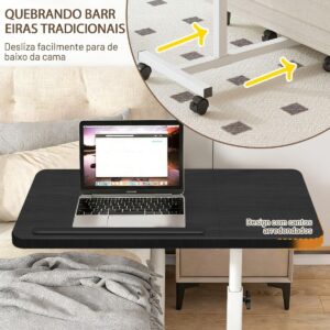 Mesa ajustável dobrável, mesa de notebook lateral com ajuste de altura (Preto-AB Flip) - Imagem 6