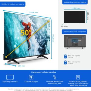 PHILIPS Smart TV, 50" 4K, 50PUG7300, Comando de Voz, Bluetooth, HDR, Dolby Atmos, HDMI, USB, Wi-Fi - Imagem 11
