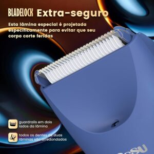 ENSSU Aparador de Pelos para homens, aparador elétrico para a virilha com lâmina cerâmica segura para a pele, à prova d'água para peito, barba e pelos pubianos, com base de recarga (Azul) - Imagem 6
