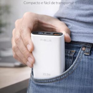 Power Bank 10000 mAh, Carregador Portátil Turbo 22,5W, Display de Led Indicador de Bateria, Entrada USB e Tipo C, Tecnologia Power Delivery, Carregamento Super Rápido - Max-0561 (Preto ou Branco) - Imagem 5