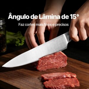 Conjunto de Facas, Jogo de 7 Peças para Cozinha | Facas de Aço Inoxidável 3CR13, Extremamente Afiadas, Corte Preciso para Cozinhar, Fatiar, Picar e Cortar em Cubos - Imagem 7