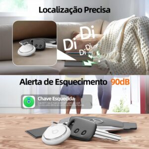 Tag Rastreador GPS Compatível com iPhone iOS (App Buscar), Smart Tag Localizador com Alarme Sonoro e Bateria de Longa Duração Substituível, Rastreador Veicular, Mala, Pet e Crianças - Imagem 4