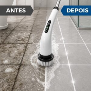 Esfregão Profissional Giratório 9 em 1 Recarregável Mop 360º Potente Portátil Cabo Extensível - Escova Multiuso Elétrica Azulejo Banheiro Cozinha Piso Premium - Imagem 7