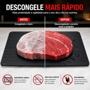 Tábua Descongeladora Rápida para Carnes e Alimentos | Descongela Naturalmente Sem Energia | Placa de Alumínio com Alta Condução Térmica | Prática, Segura e Reutilizável - Imagem 3