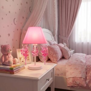 Abajur Infantil Luminária de Mesa Borboletas Bailarinas Decoração Quarto Bebê Menina Rosa Pink Acrílico Branco - Imagem 5