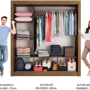 Guarda Roupa Casal Madesa Mônaco 3 Portas de Correr - Rustic - Imagem 5