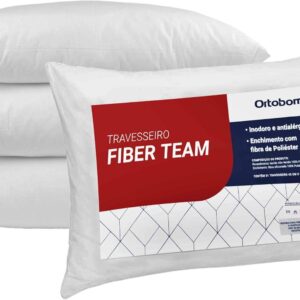 Kit Travesseiro Ortobom Fiber Team | 04 Peças, Antialérgico, com Fibra Siliconizada - Imagem 1