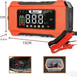 Carregador de Bateria Automotivo Inteligente 12V com Função Reparadora de Pulsos - Display Digital Bivolt para Carro, Moto, Caminhão e Veículos Agrícolas - Imagem 5