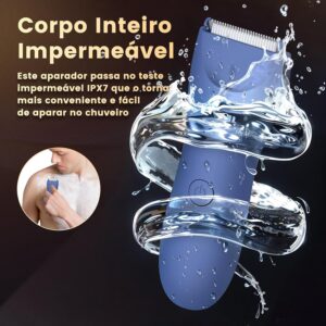 ENSSU Aparador de Pelos para homens, aparador elétrico para a virilha com lâmina cerâmica segura para a pele, à prova d'água para peito, barba e pelos pubianos, com base de recarga (Azul) - Imagem 4