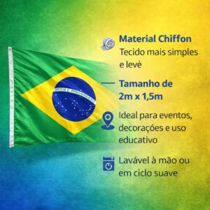 Bandeira Do Brasil Oficial - Diversos Tamanhos E Tecidos (CHIFFON, 2,00X1,50) - Imagem 4