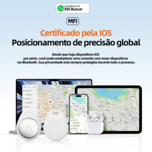 Tag Rastreador GPS Compatível com iPhone iOS (App Buscar), Smart Tag Localizador com Alarme Sonoro e Bateria de Longa Duração Substituível, Rastreador Veicular, Mala, Pet e Crianças - Imagem 3