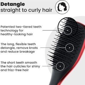 Tangle Teezer - Escova de cabelo desembaraçadora The Mini Ultimate Detangler para todos os tipos de cabelo, ideal para o uso em fios úmidos. Cor: Vermelho metalizado -Diabo Veste Prada 2 - Imagem 2