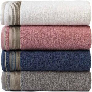 Kit Com 4 Toalhas Banhão Gigante Alta Absorção Sublime 70x150cm - KIT 3 (Branco/Rosa/Azul/Gris) - Imagem 1