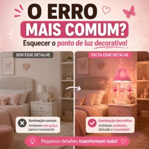 Abajur Infantil Luminária de Mesa Borboletas Bailarinas Decoração Quarto Bebê Menina Rosa Pink Acrílico Branco - Imagem 3