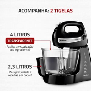 Batedeira Mondial Bella Massa, 500W, 220V | Preto/Inox, B-23 NP - Imagem 5