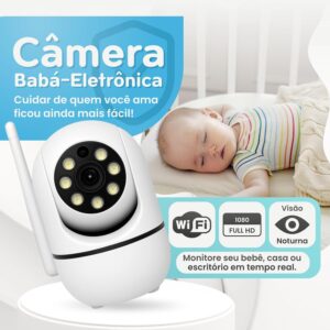 Câmera de Segurança WiFi 1080p, Visão Noturna, Rotação 355°/90°, Áudio Bidirecional, Monitoramento Remoto, Detecção de Movimento - Imagem 2