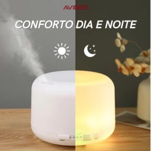 Umidificador de Ar AVIBES Difusor e Aromatizador Ultrassônico com LED 7 Cores e Purificador de Ambiente Portátil 300ml - Imagem 4