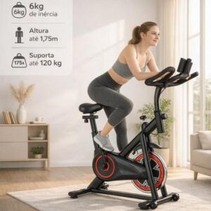 Bike Ergometrica Spinning Bicicleta Ergometrica Profissional 6kg inercia 120kg Profissional Apartamento Silenciosa - BS Fitness - Imagem 2