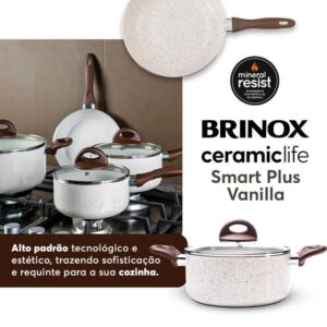 Jogo de Panelas Brinox Antiaderente Ceramic Life 5 Peças Smart PLus Vanilla - Imagem 2