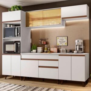 Cozinha Completa Madesa Reims 260002 com Armário e Balcão - Branco - Imagem 1