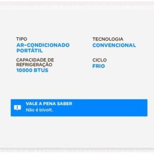 Ar-condicionado Portátil 10.000 BTUs EOS Frio Ultra Slim EAP10F - Imagem 3