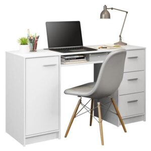 Escrivaninha Mesa para Computador Madesa Alaska 3 Gavetas 1 Porta - Branco - Imagem 2