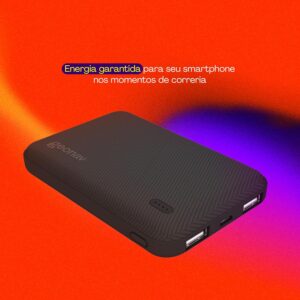 Geonav Power Bank, Carregador Portátil Universal 5.000mAh, 2 portas USB, Led Indicador de bateria, ES5KBK, Preto - Imagem 6