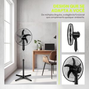 Ventilador de Coluna HEPTA WORLD Design Slim, PRETO, 1011 | Resfriamento, Silencioso, para Casa Escritório, 220V - Imagem 5