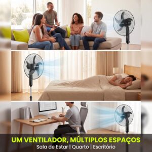 Ventilador de Coluna HEPTA WORLD Design Slim, PRETO, 1011 | Resfriamento, Silencioso, para Casa Escritório, 220V - Imagem 6