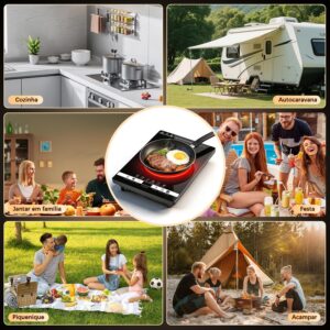 Cooktop Elétrico Portátil por Infravermelho 2200W, 14 Níveis de Temperatura - Compatível com Todos os Tipos de Panela, Temporizador, Função Travamento Infantil, 220V (Alternativa a Fogão de Indução) - Imagem 9