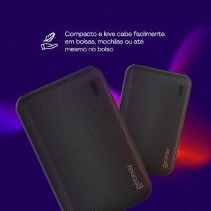 Geonav Power Bank, Carregador Portátil Universal 5.000mAh, 2 portas USB, Led Indicador de bateria, ES5KBK, Preto - Imagem 7