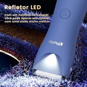 ENSSU Aparador de Pelos para homens, aparador elétrico para a virilha com lâmina cerâmica segura para a pele, à prova d'água para peito, barba e pelos pubianos, com base de recarga (Azul) - Imagem 3